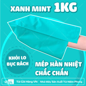túi niêm phong xanh mint 1kg mép túi đẹp