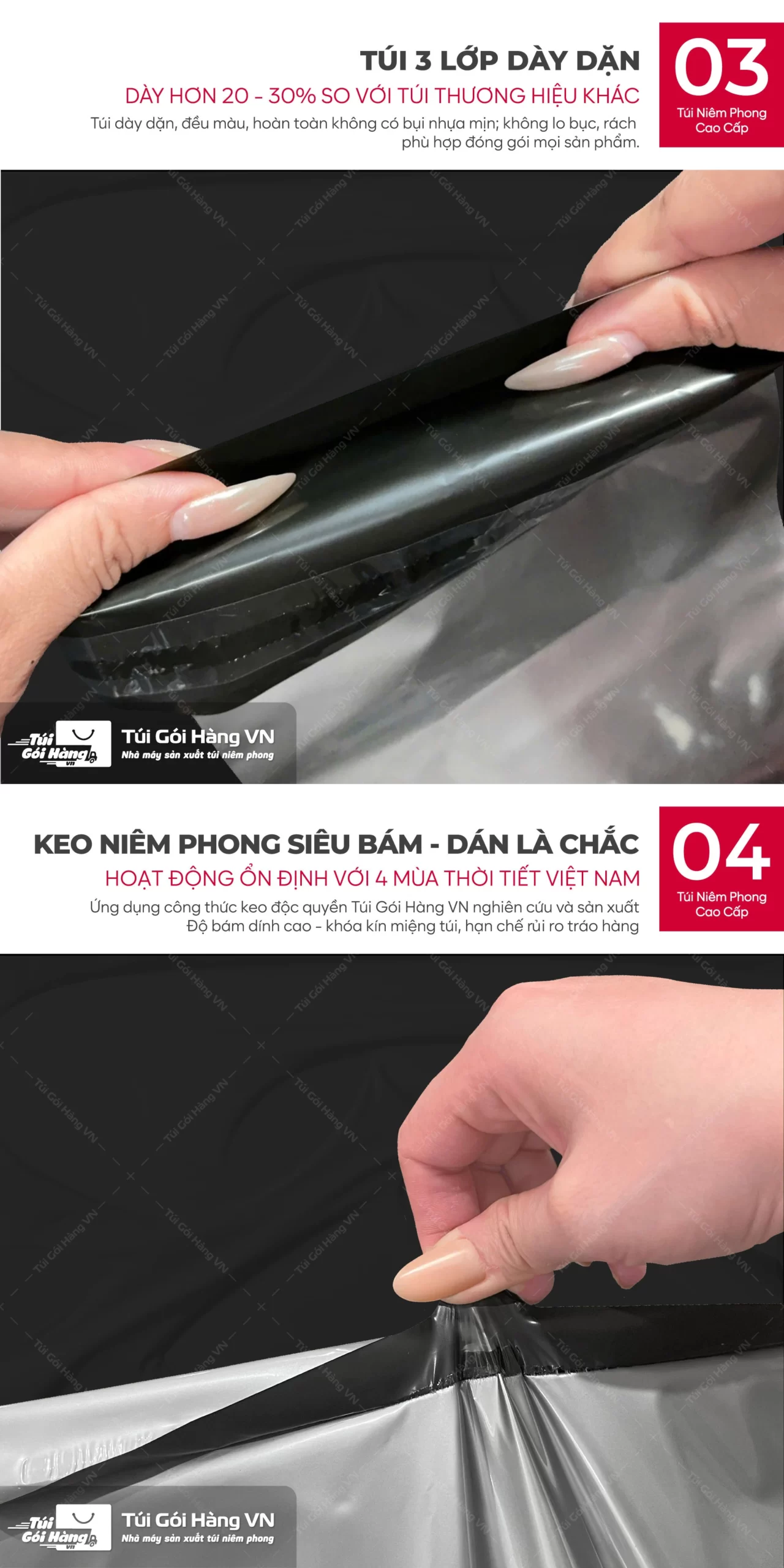 Túi niêm phong bạc plus – cấu trúc 3 lớp dày dặn | Túi Gói Hàng VN