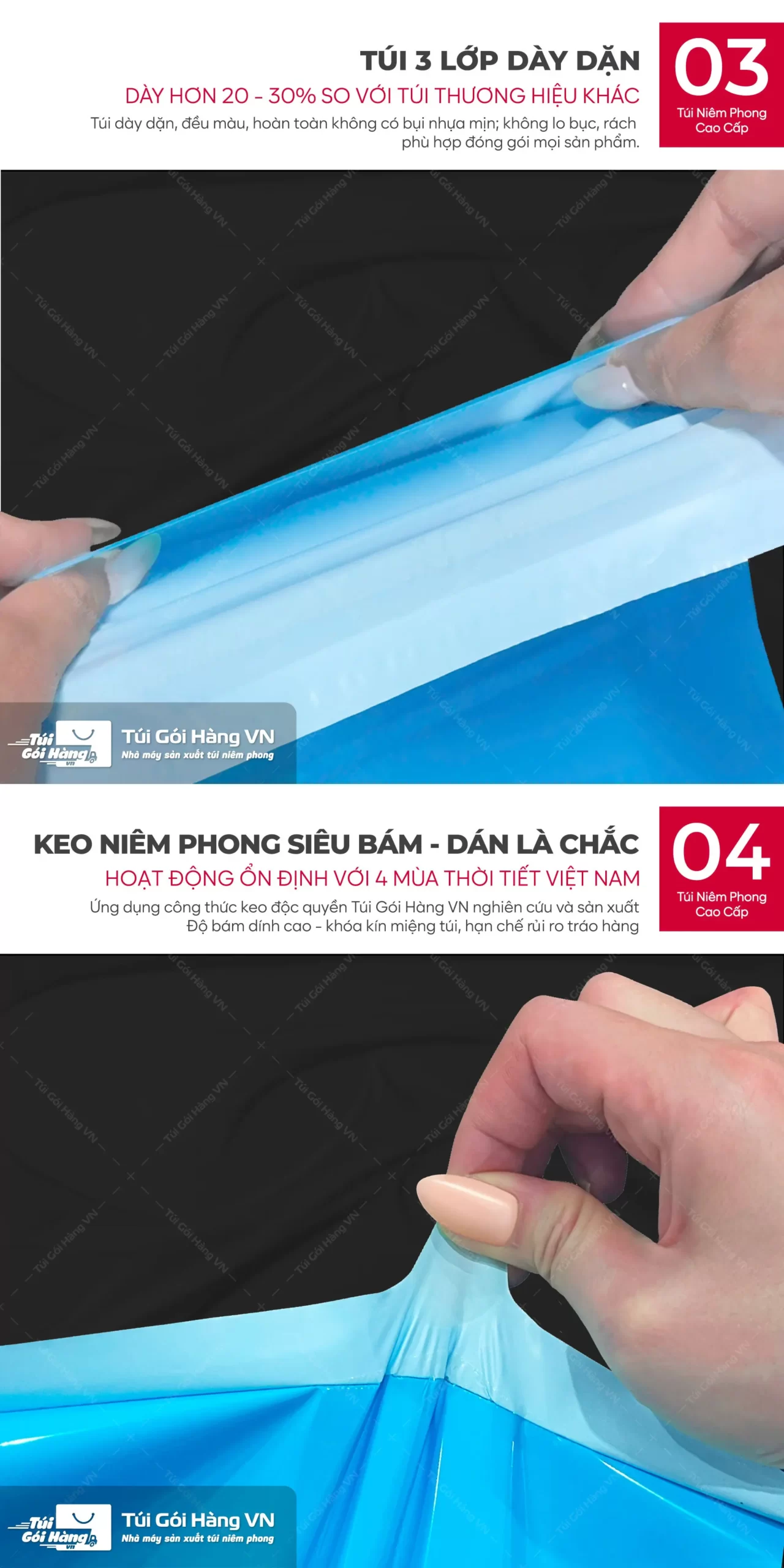 Túi niêm phong blue – cấu trúc 3 lớp dày dặn | Túi Gói Hàng VN