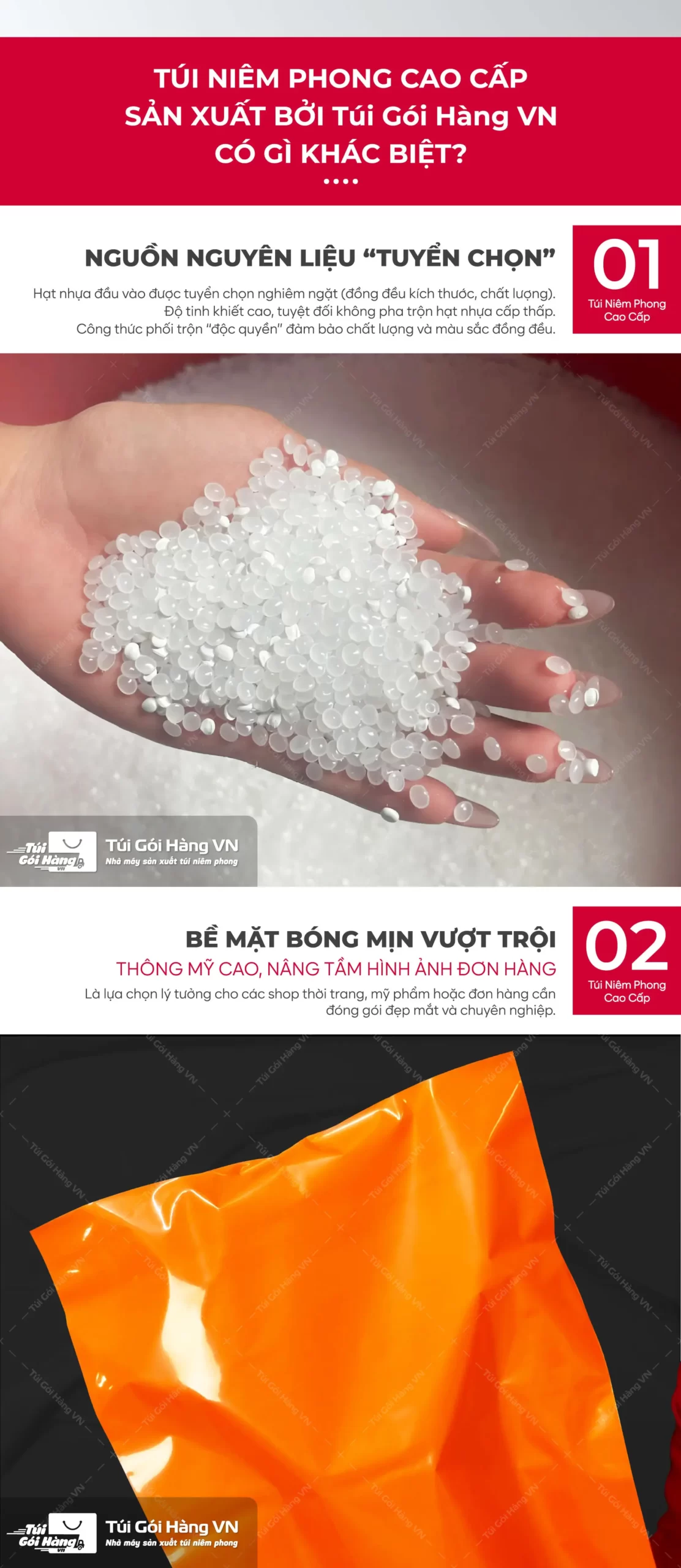 Túi niêm phong cam – nhựa nguyên sinh 3 lớp | Túi Gói Hàng VN