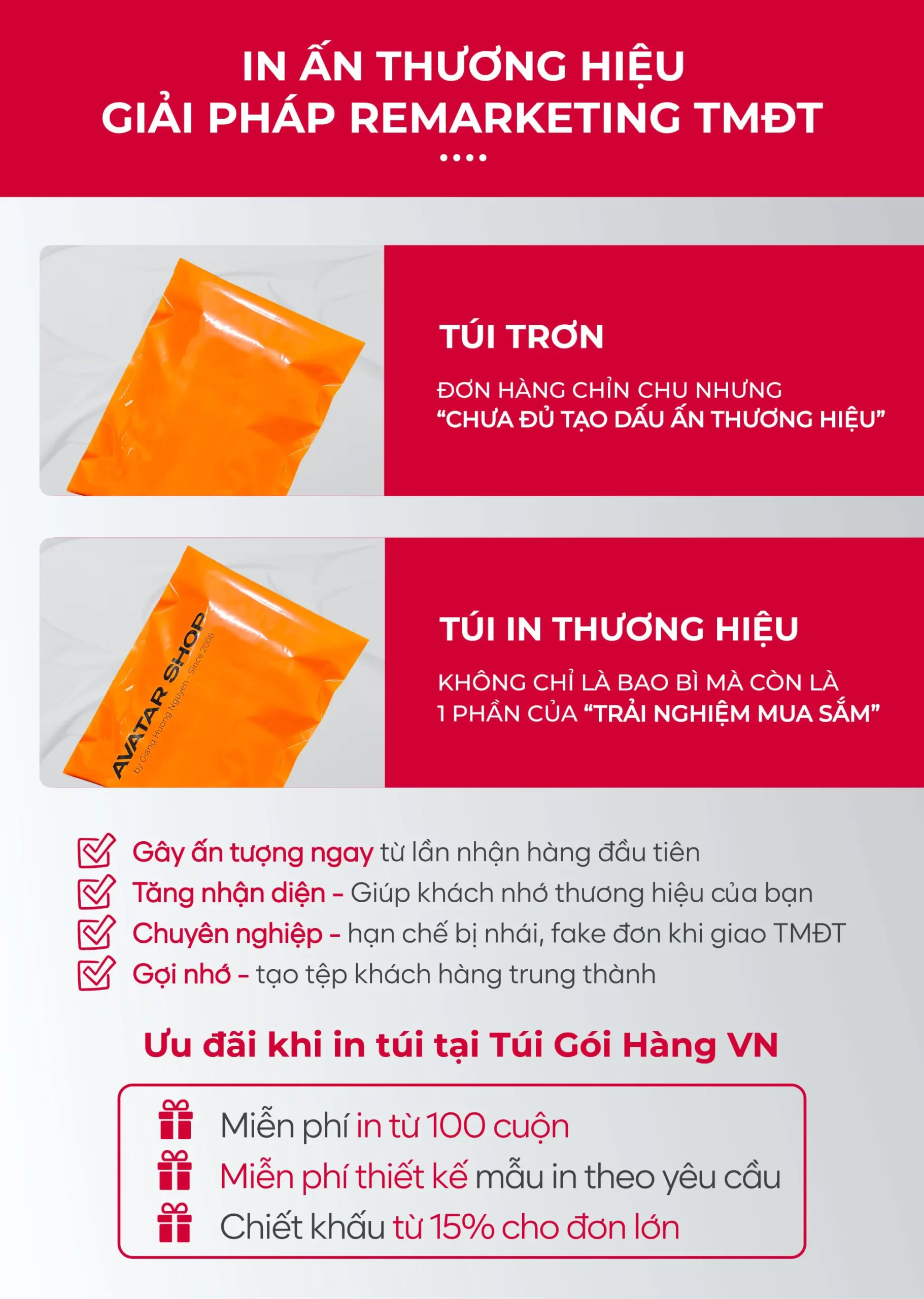 Túi niêm phong cam in logo – tăng nhận diện | Túi Gói Hàng VN