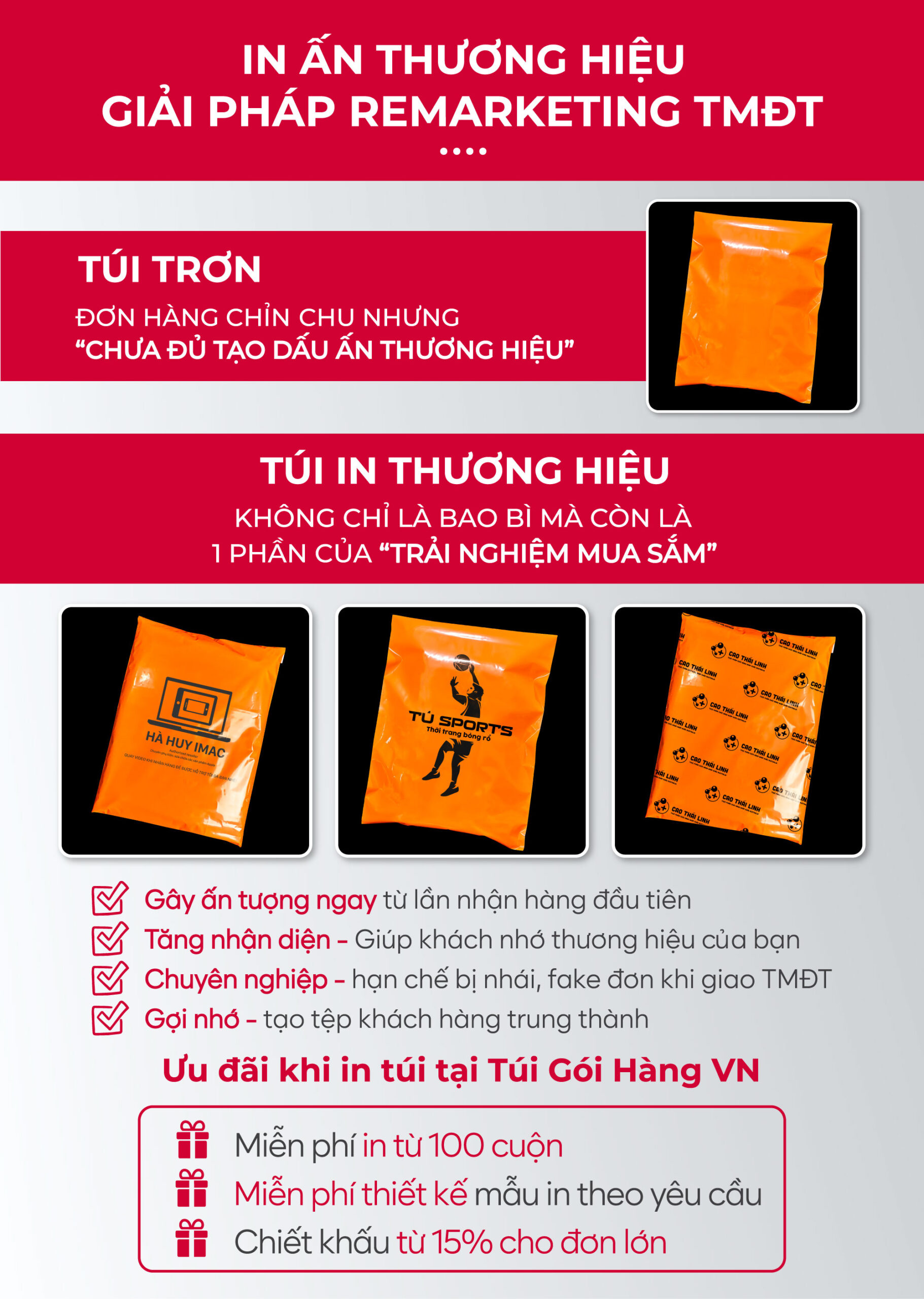 Túi niêm phong cam in logo – tăng nhận diện | Túi Gói Hàng VN
