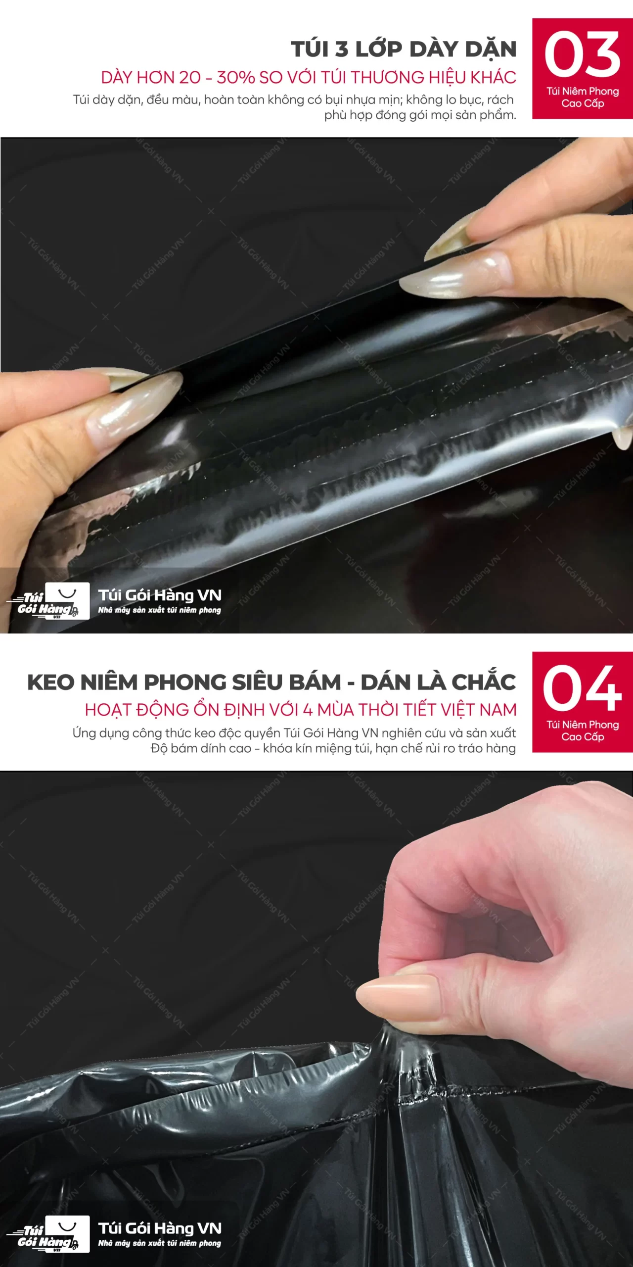 Túi niêm phong đen plus – cấu trúc 3 lớp dày dặn | Túi Gói Hàng VN