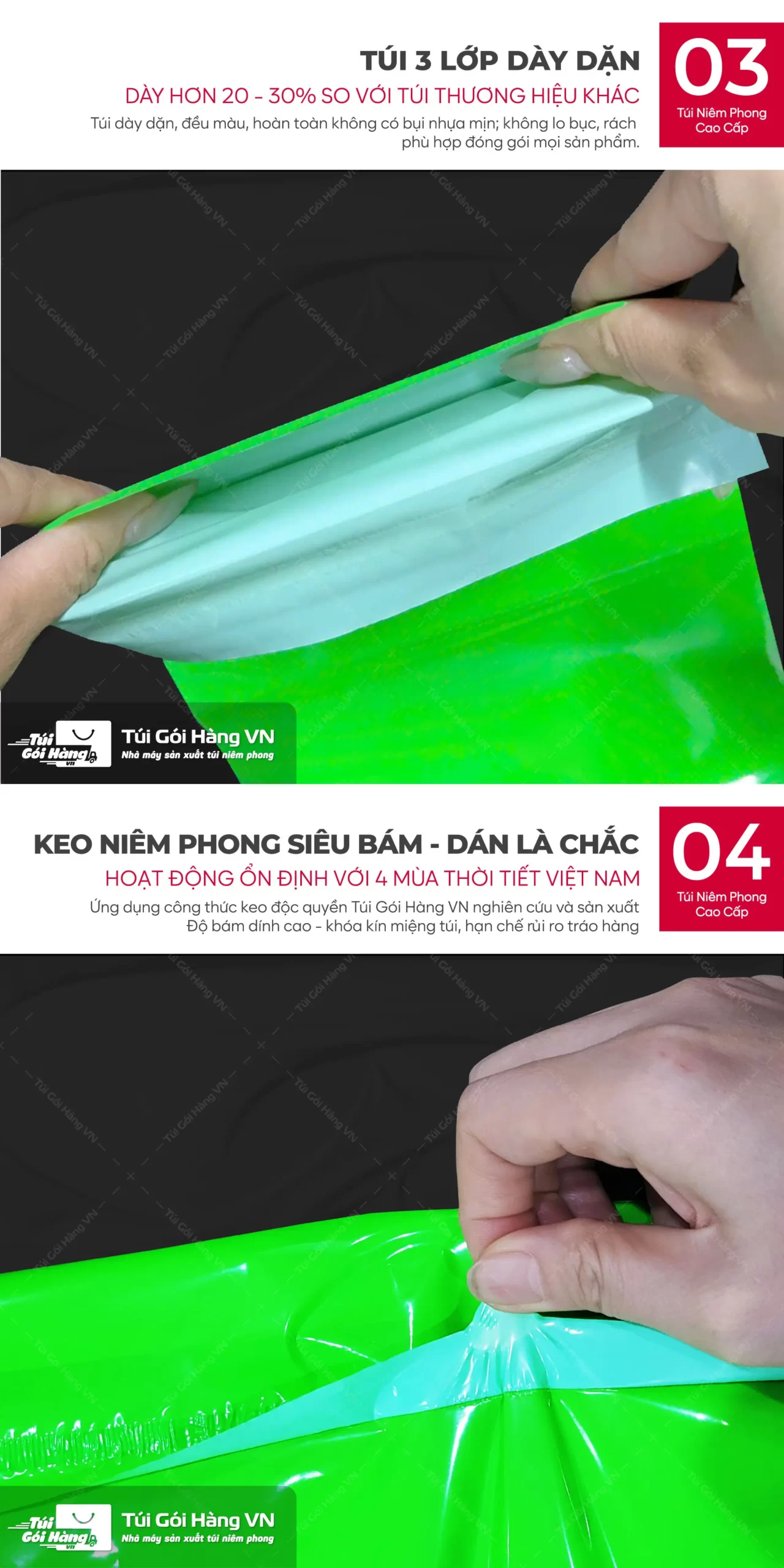 Túi niêm phong green – cấu trúc 3 lớp dày dặn | Túi Gói Hàng VN