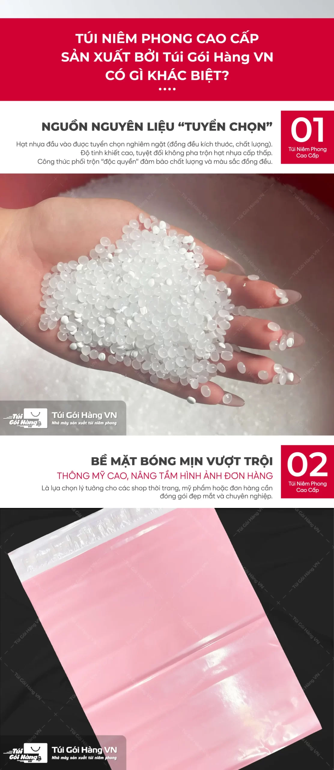Túi niêm phong hồng pastel – nhựa nguyên sinh 3 lớp | Túi Gói Hàng VN