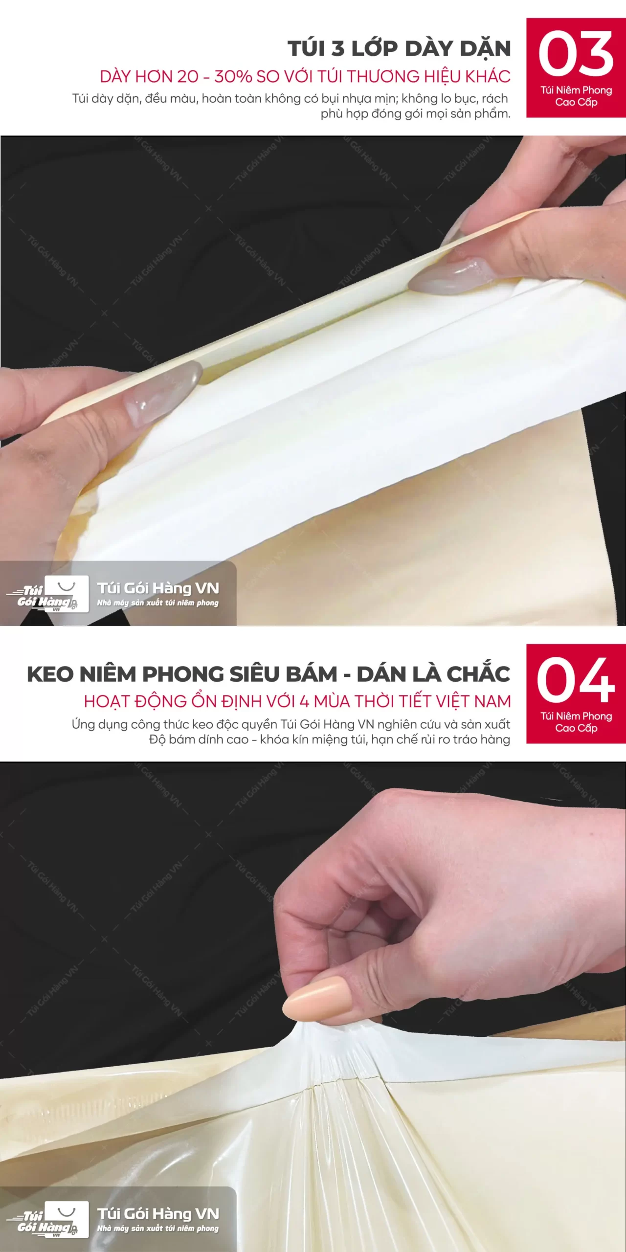 Túi niêm phong nâu sữa – cấu trúc 3 lớp dày dặn | Túi Gói Hàng VN