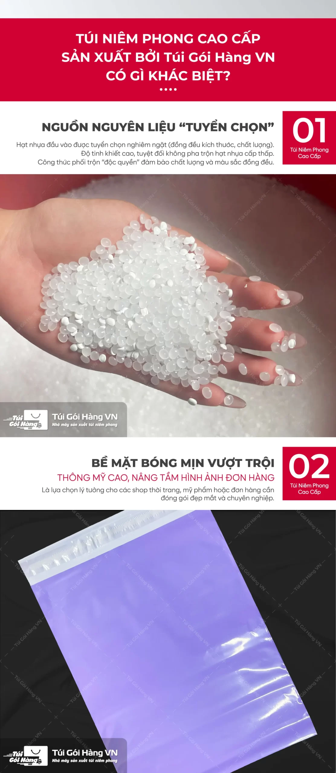 Túi niêm phong tím – nhựa nguyên sinh 3 lớp | Túi Gói Hàng VN