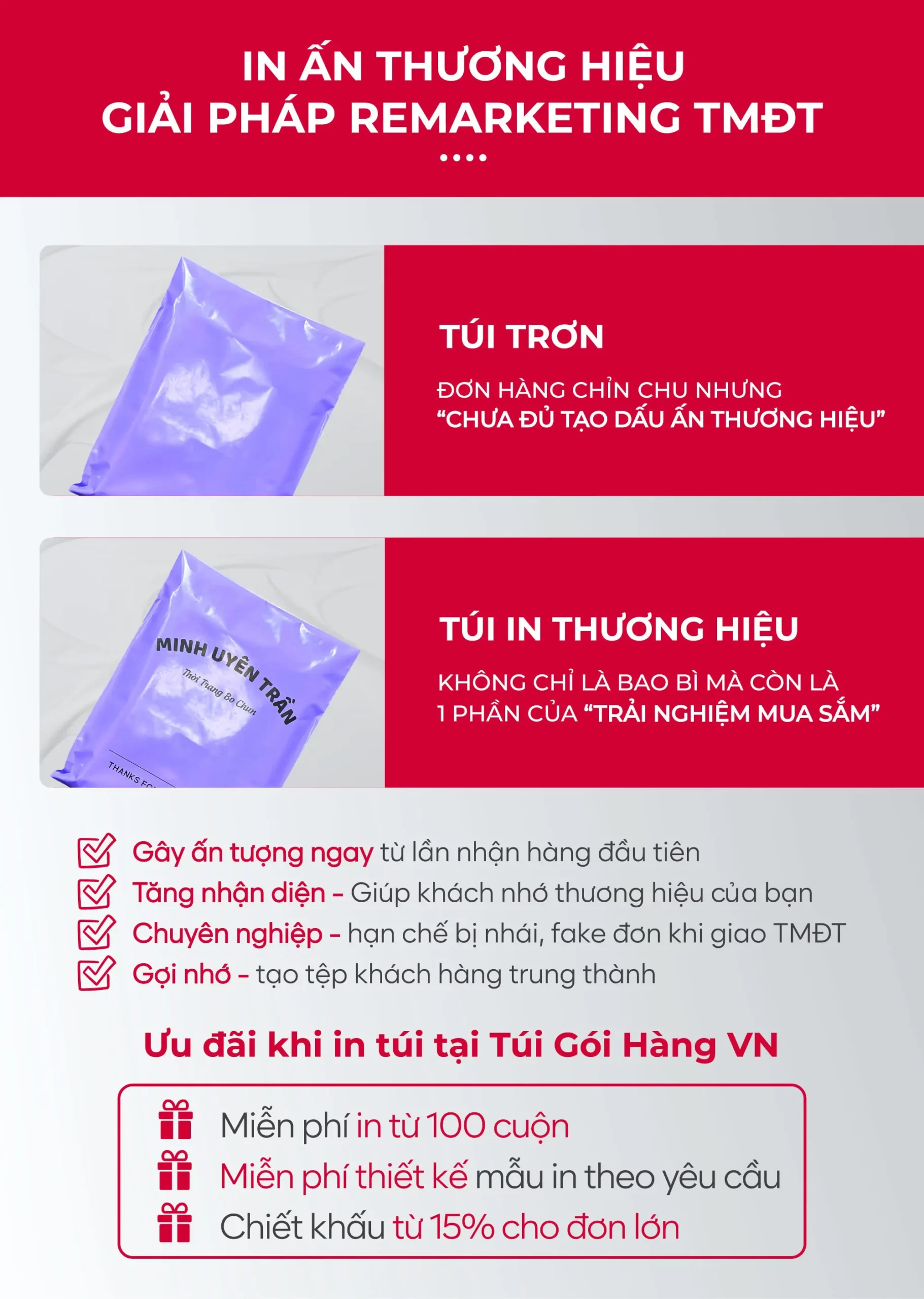 Túi niêm phong tím in logo – tăng nhận diện | Túi Gói Hàng VN
