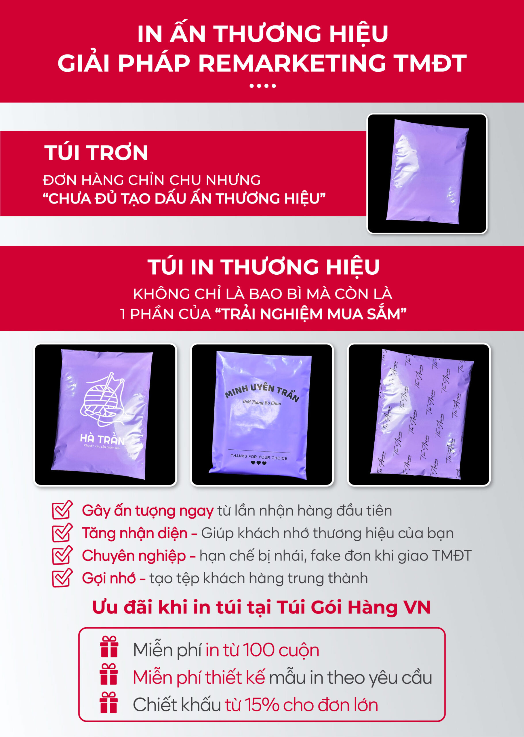 Túi niêm phong tím in logo – tăng nhận diện | Túi Gói Hàng VN