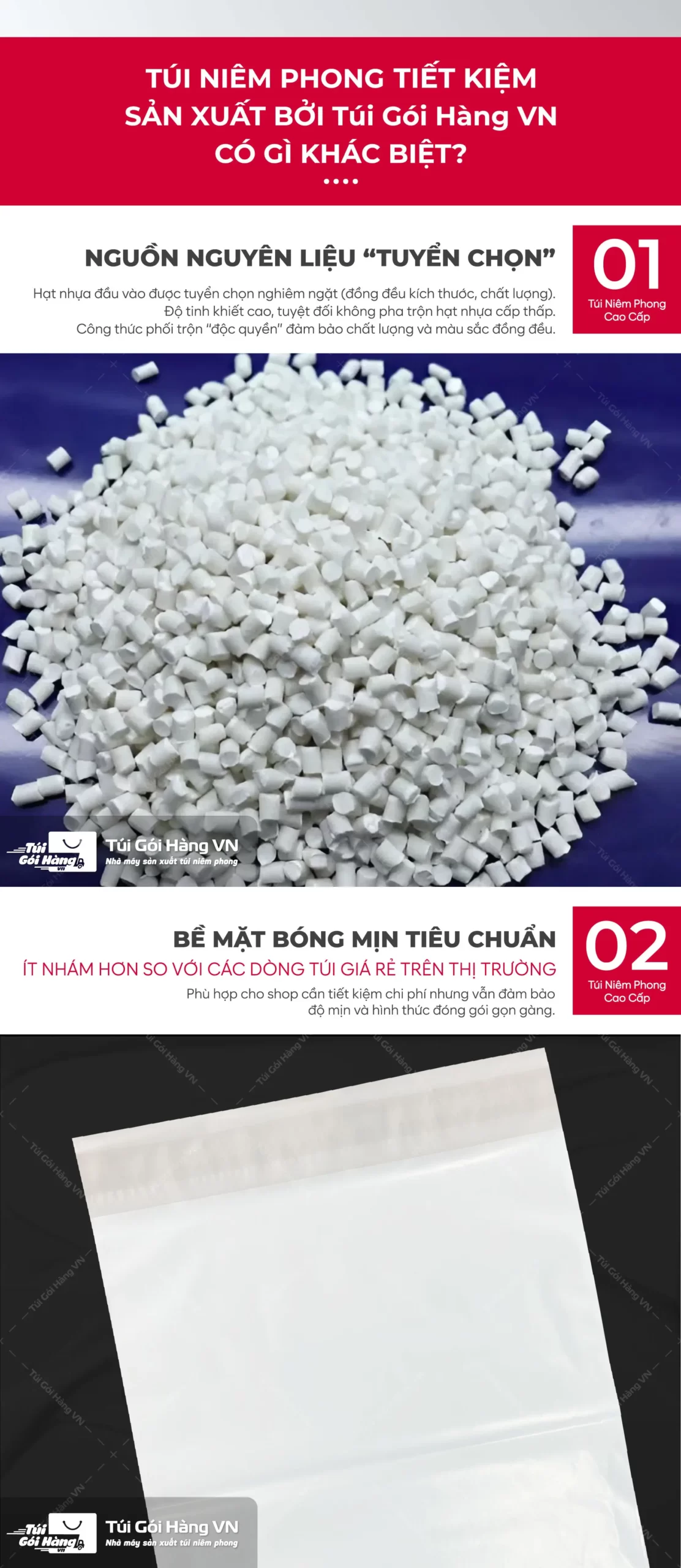 Túi niêm phong trắng bio – nhựa tái sinh 3 lớp | Túi Gói Hàng VN
