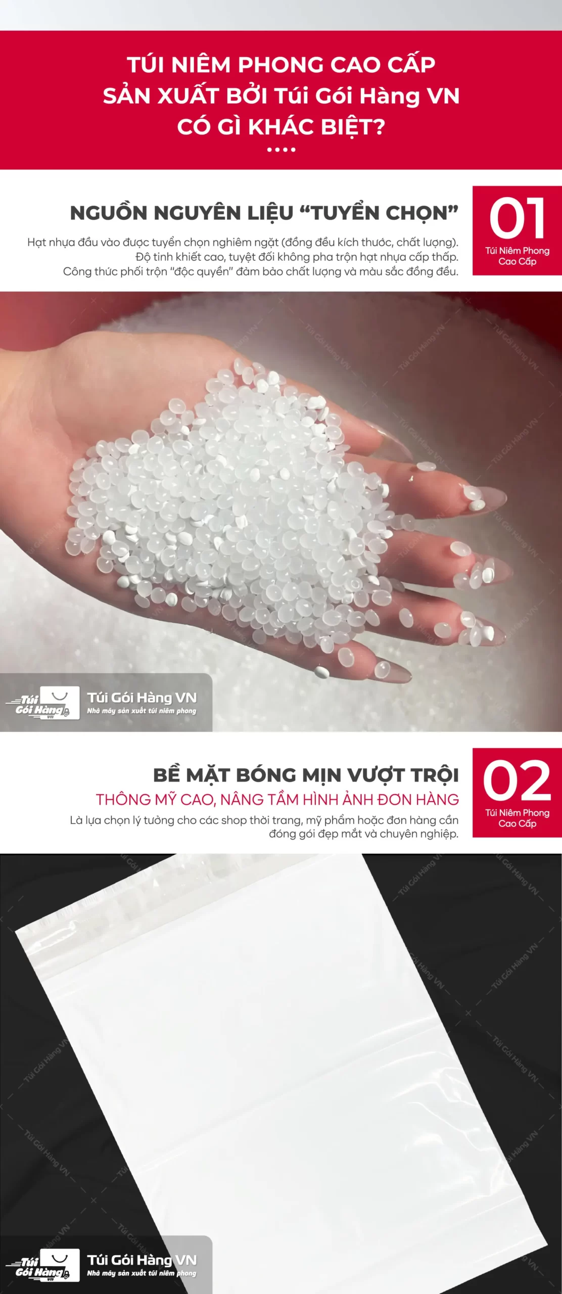 Túi niêm phong trắng plus – nhựa nguyên sinh 3 lớp | Túi Gói Hàng VN
