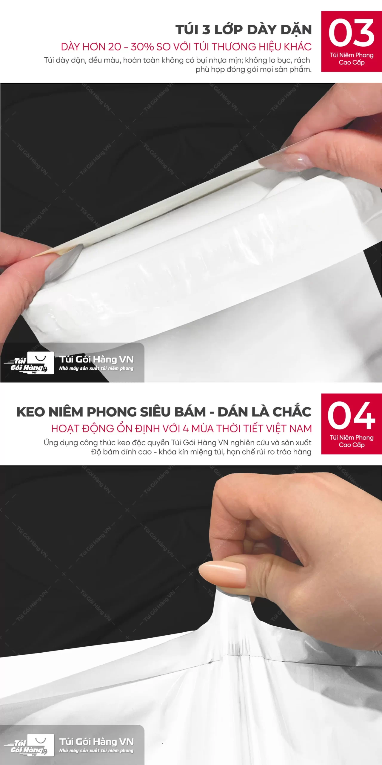 Túi niêm phong trắng sứ – cấu trúc 3 lớp dày dặn | Túi Gói Hàng VN