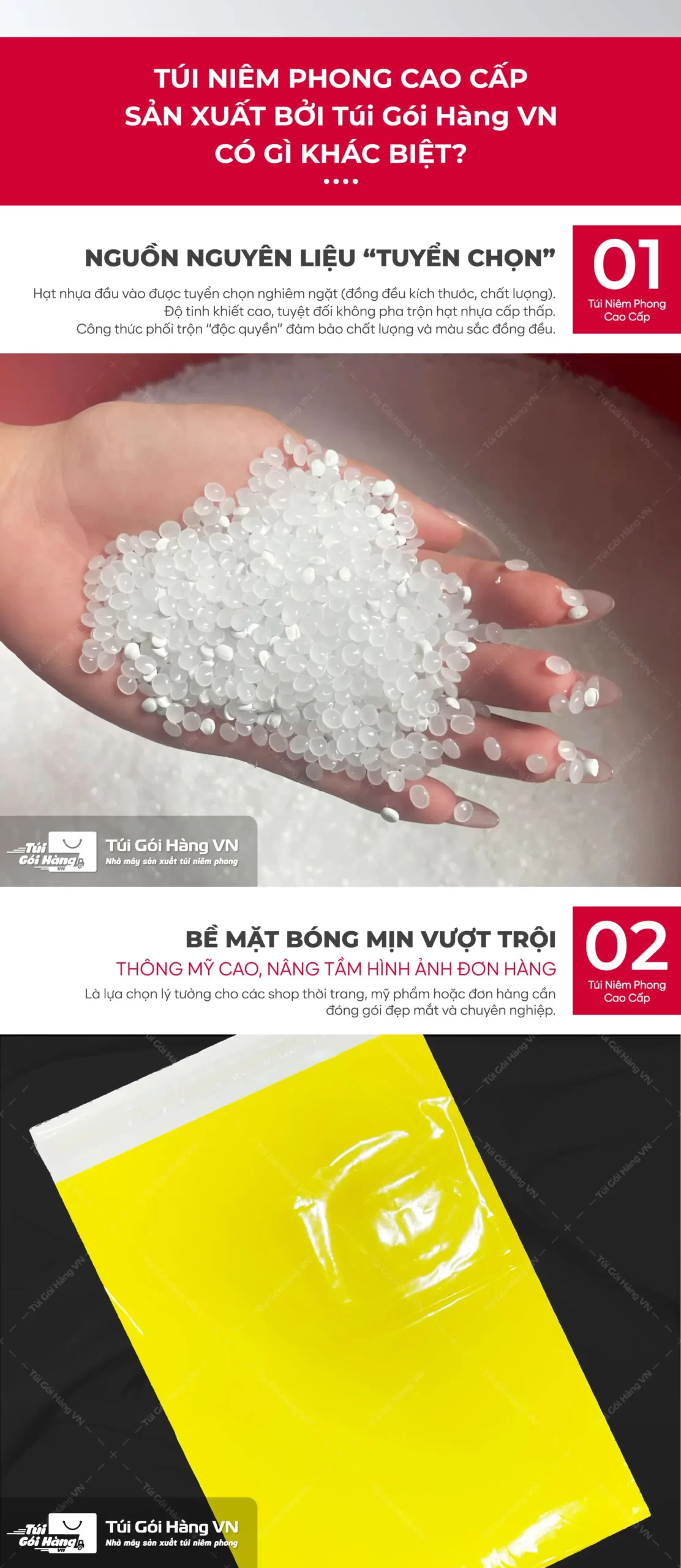 Túi niêm phong vàng – nhựa nguyên sinh 3 lớp | Túi Gói Hàng VN