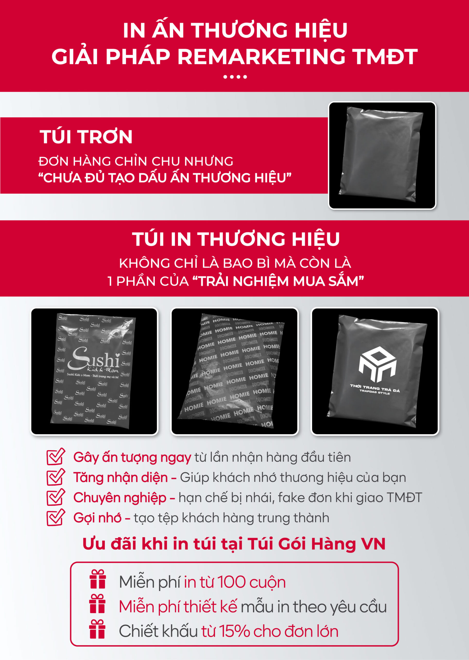 Túi niêm phong xám đen giá tốt in logo – tăng nhận diện | Túi Gói Hàng VN