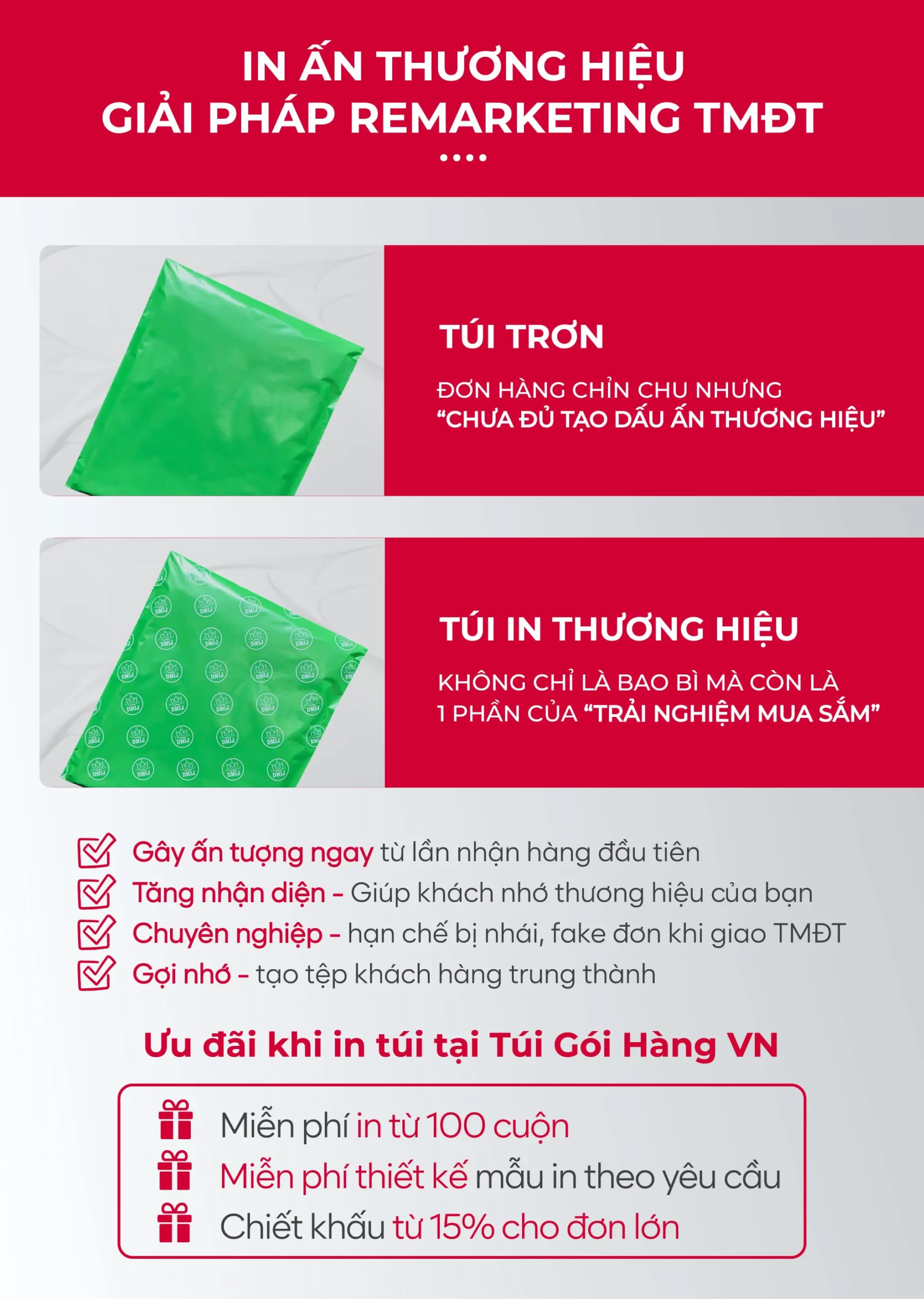 Túi niêm phong xanh lá in logo – tăng nhận diện | Túi Gói Hàng VN
