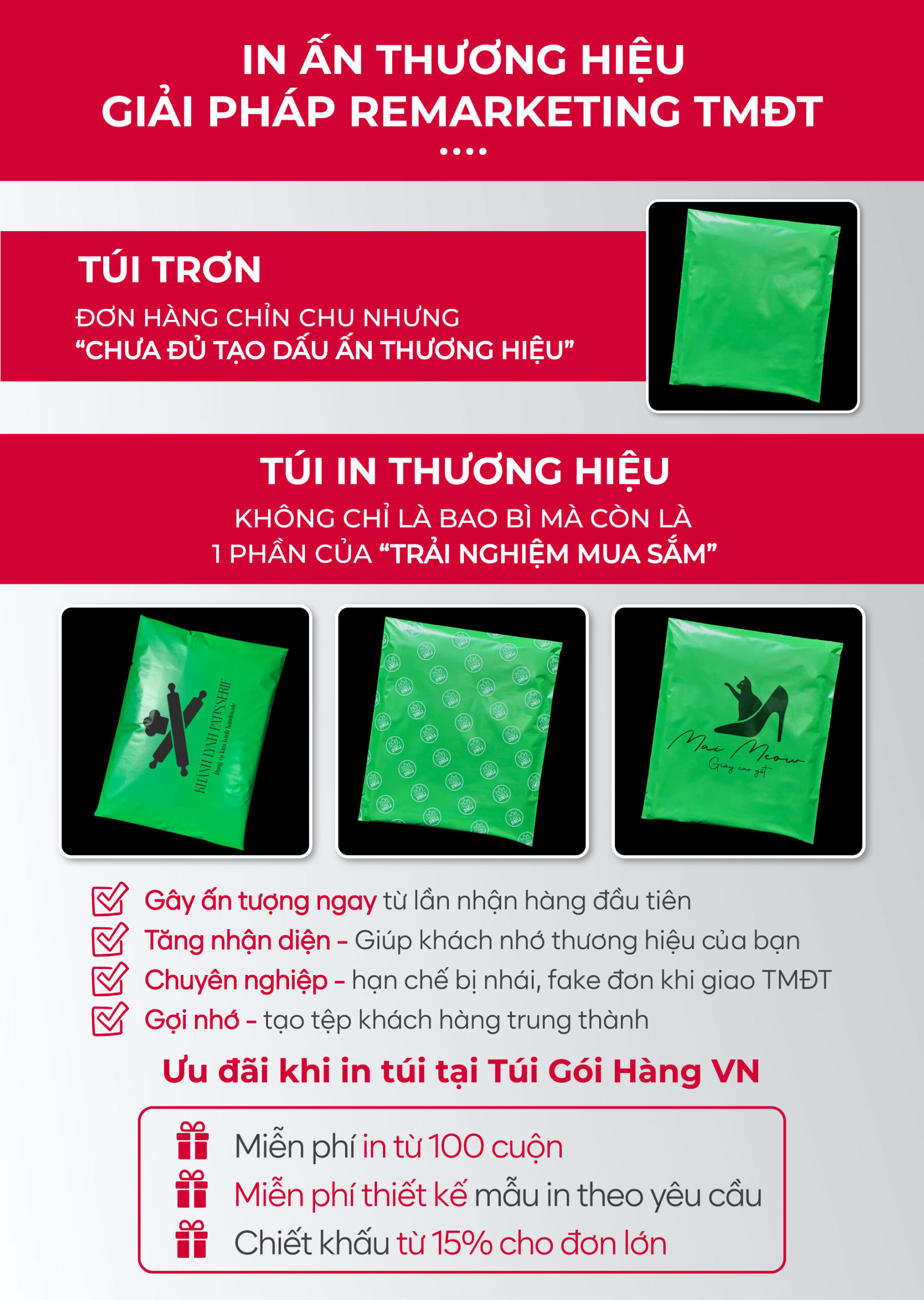 Túi niêm phong xanh lá giá tốt in logo – tăng nhận diện | Túi Gói Hàng VN