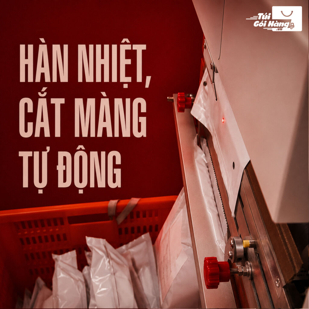 Màng gói hàng tự động – Hàn nhiệt và cắt màng | Túi Gói Hàng VN