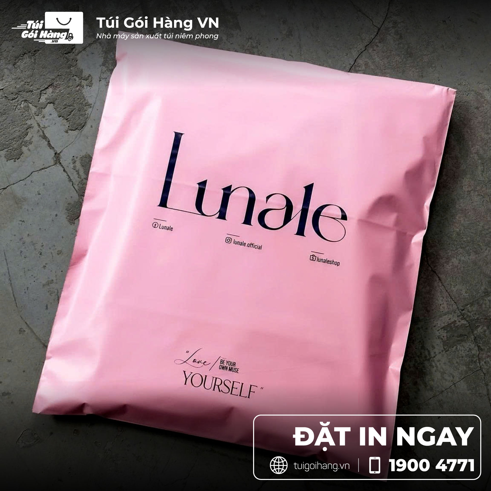 Mẫu túi niêm phong in logo thương hiệu Lunale