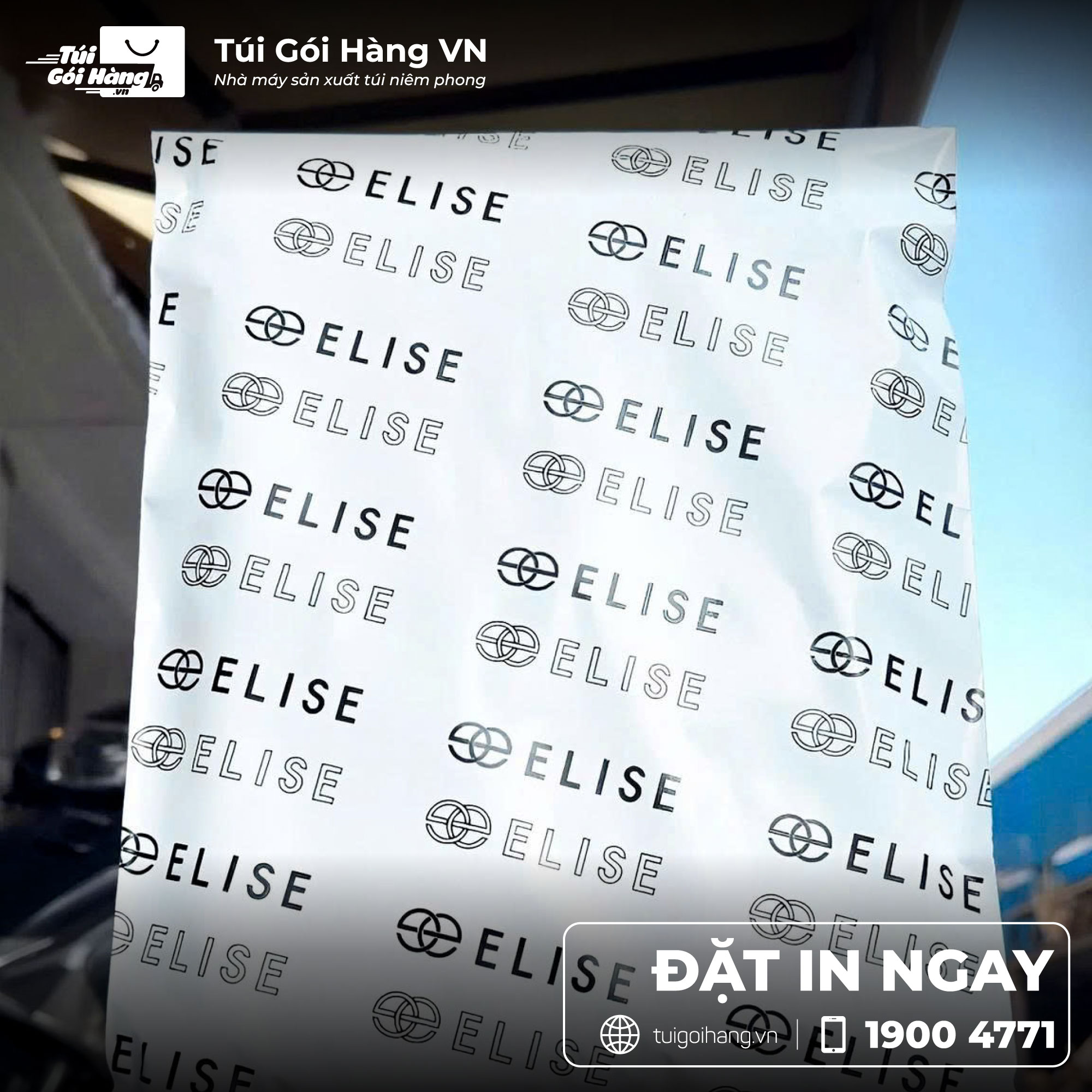 Mẫu túi niêm phong in logo thương hiệu Elise